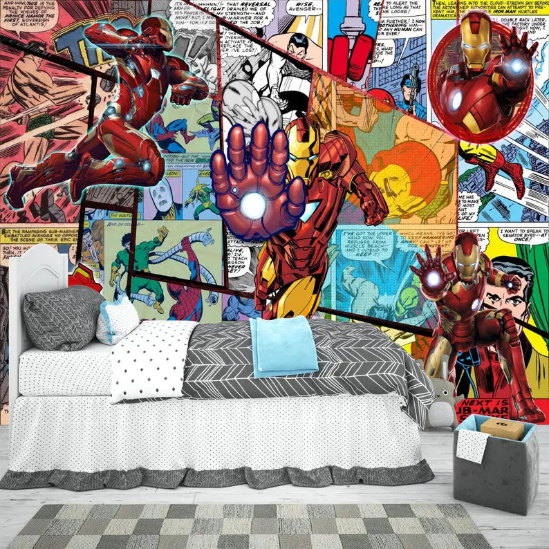 Superhero Comic Wallpaper Mural, Kids Room Decor
