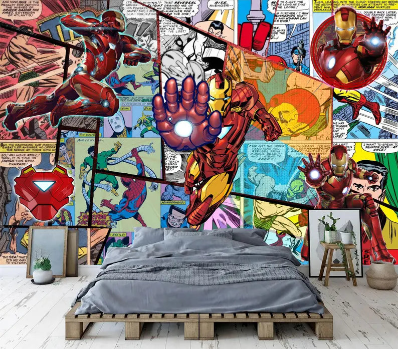 Superhero Comic Wallpaper Mural, Kids Room Decor