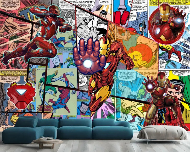 Superhero Comic Wallpaper Mural, Kids Room Decor