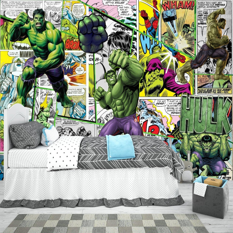 Superhero Comic Wallpaper Mural, Kids Room Decor