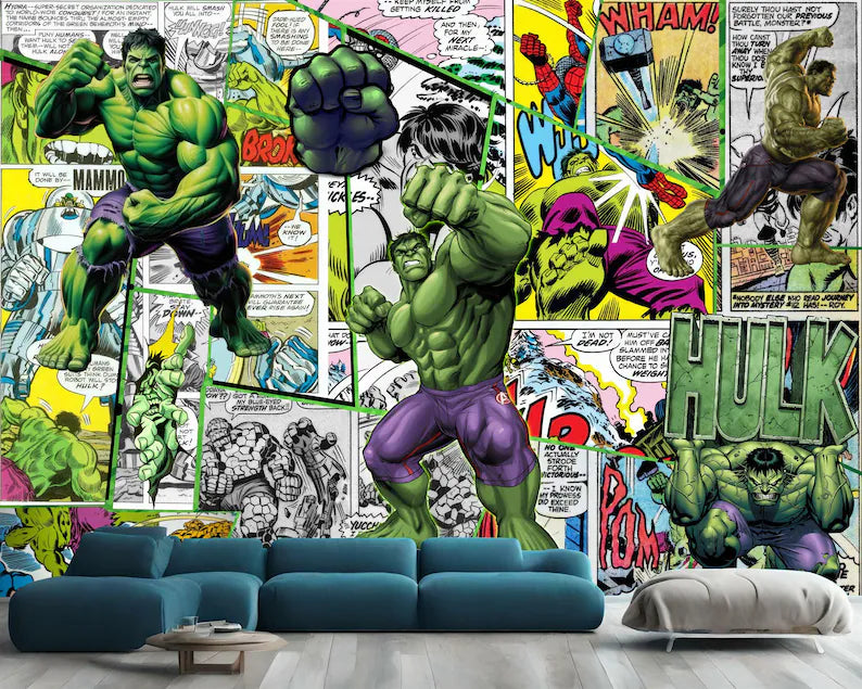Superhero Comic Wallpaper Mural, Kids Room Decor