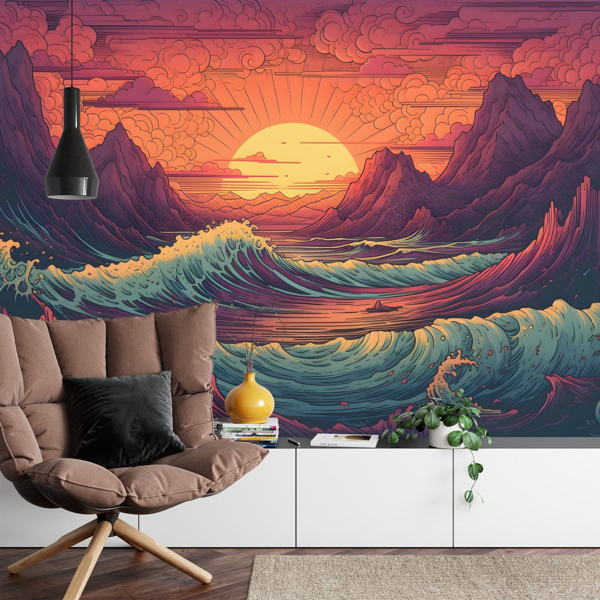 Japanese Ocean Sunrise Landscape Wall Mural - product image 6