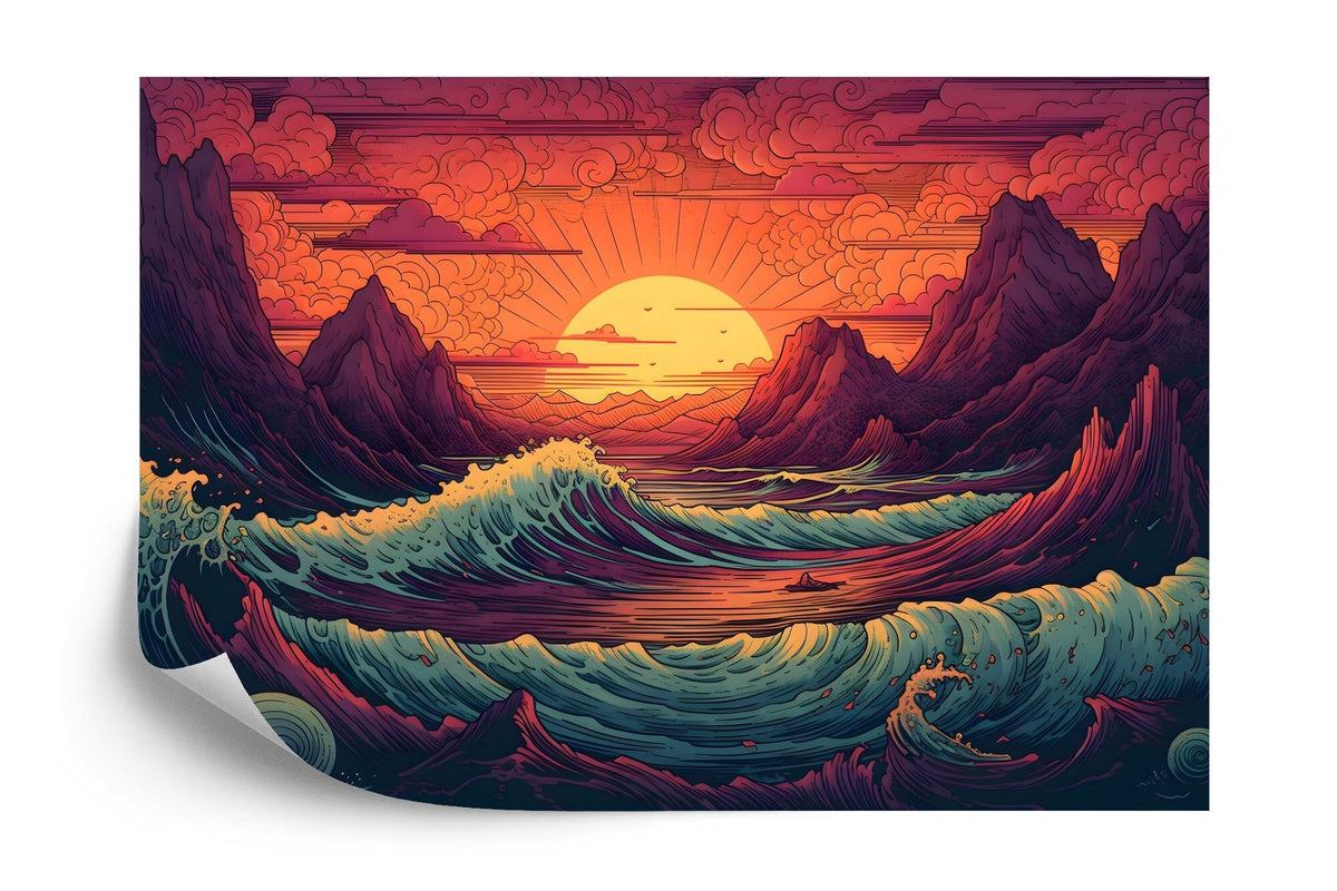 Japanese Ocean Sunrise Landscape Wall Mural - product image 7