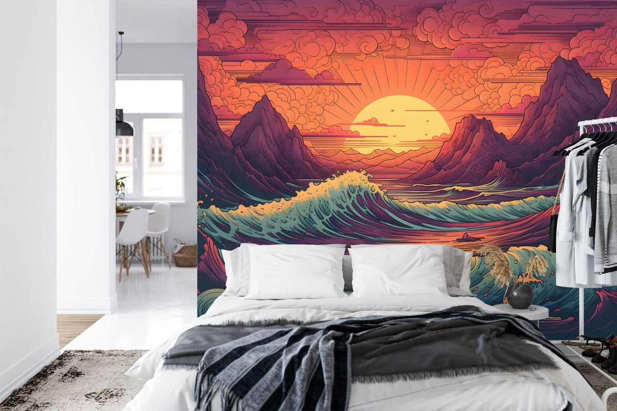 Japanese Ocean Sunrise Landscape Wall Mural - product image 2