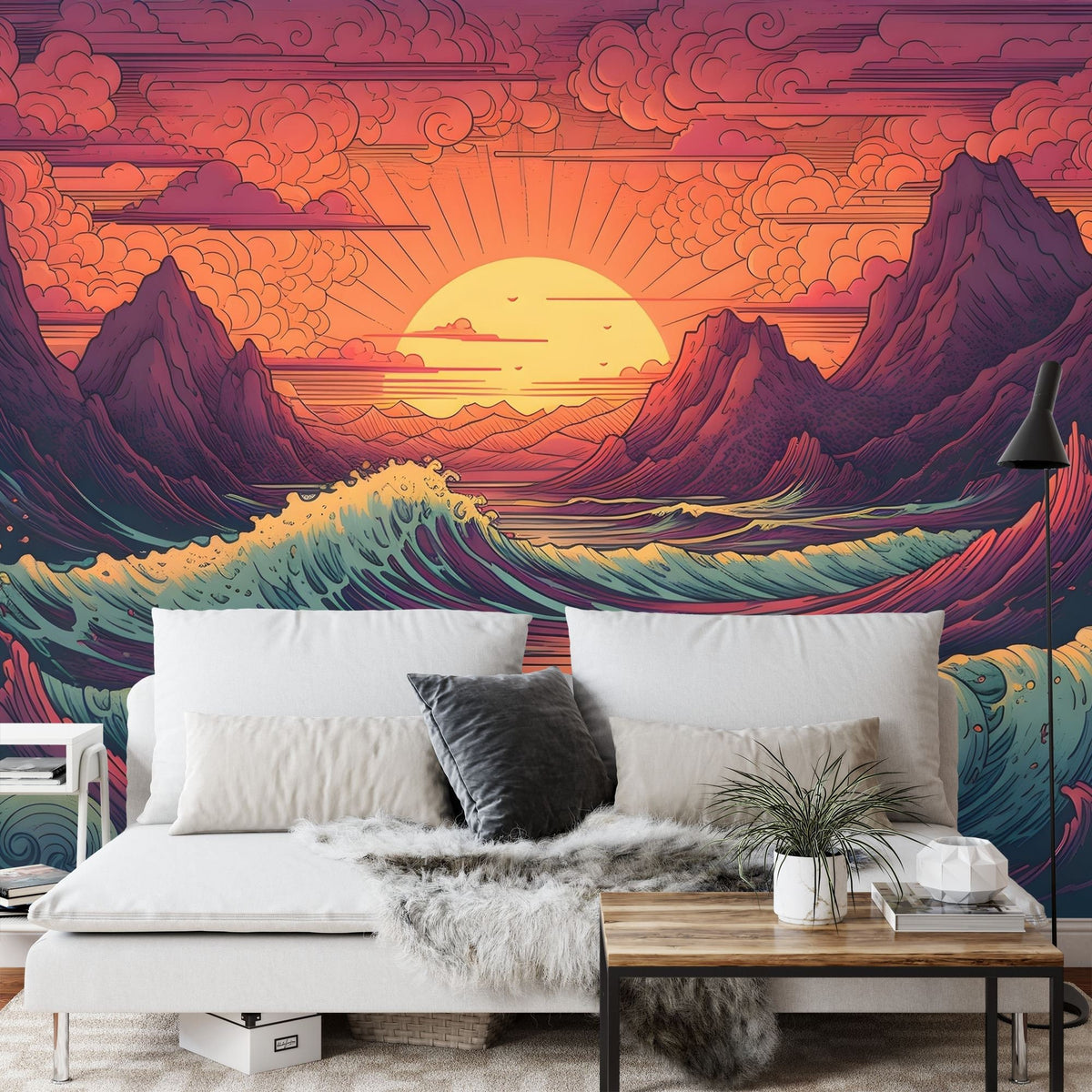 Japanese Ocean Sunrise Landscape Wall Mural - product image 5