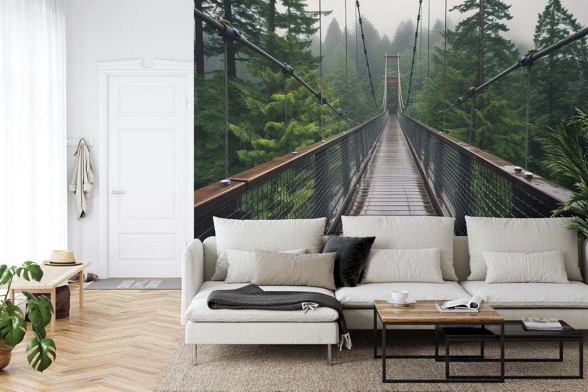 Misty Forest Treetop Bridge Wall Mural - product image 2