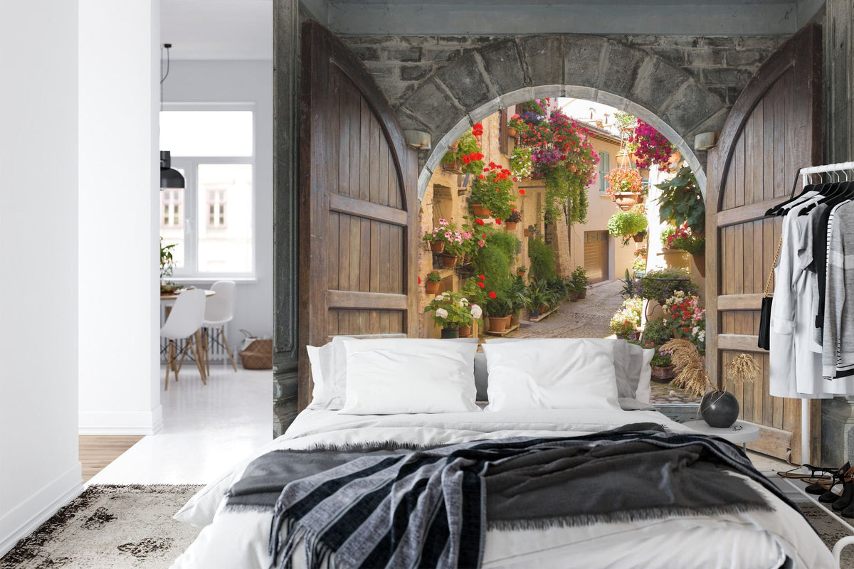 3D Italian Castle Doorway with Roses Wall Mural - product image 4