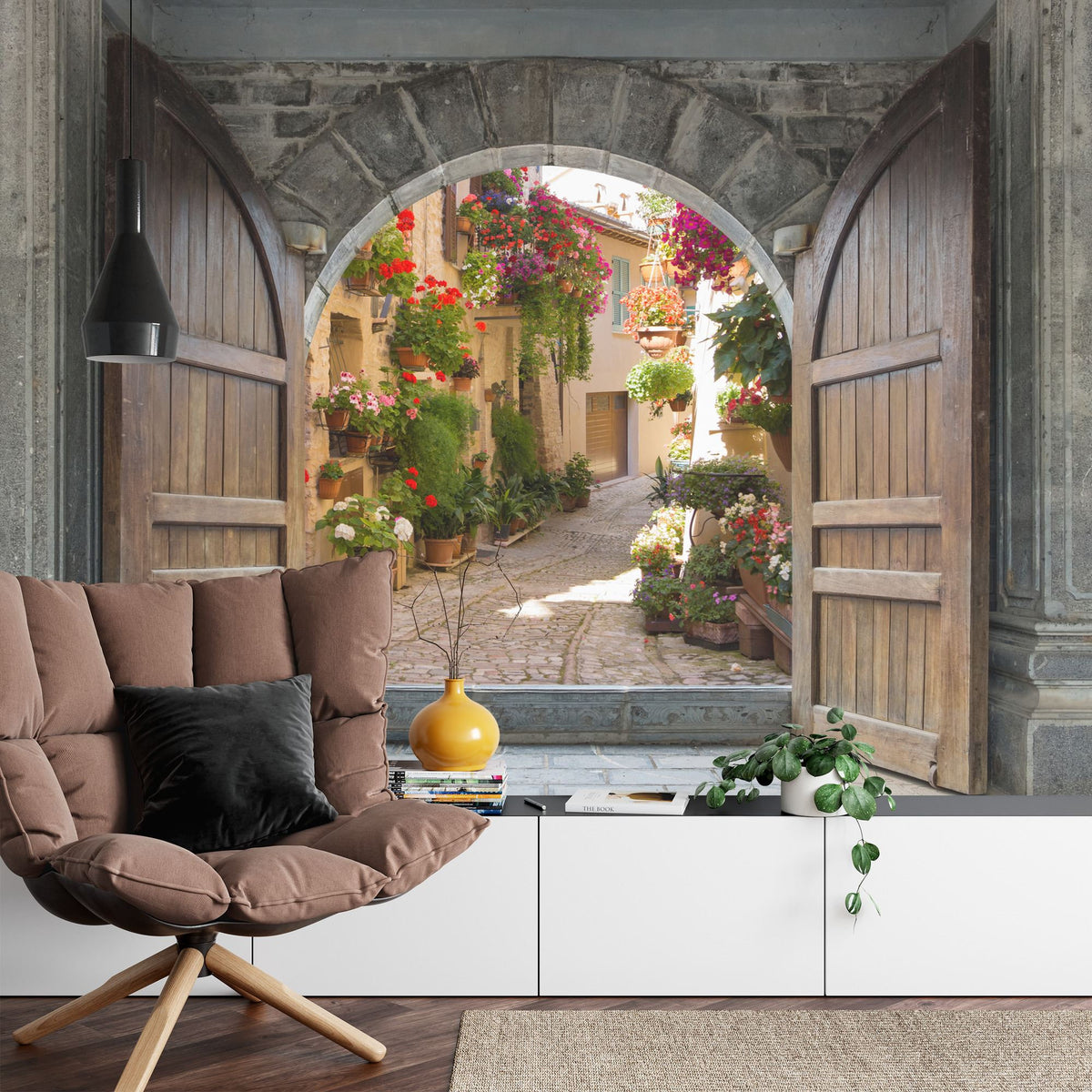 3D Italian Castle Doorway with Roses Wall Mural - product image 6