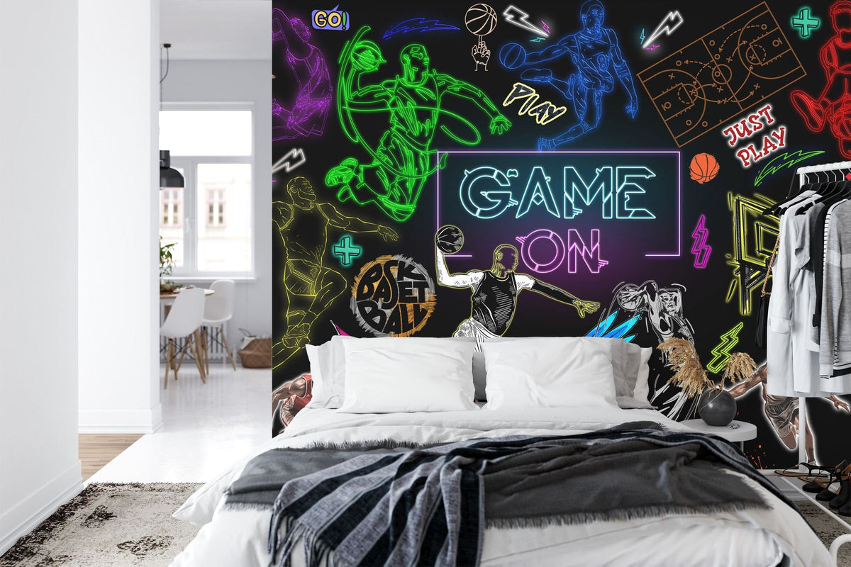 Neon Basketball Urban Gym Wall Mural - product image 4