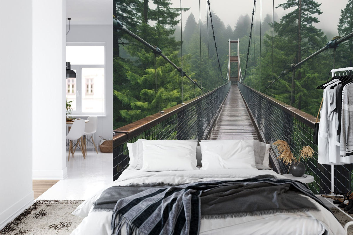 Misty Forest Treetop Bridge Wall Mural - product image 4