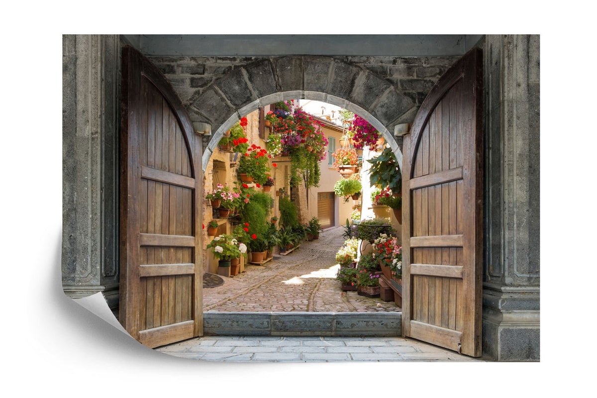3D Italian Castle Doorway with Roses Wall Mural - product image 7