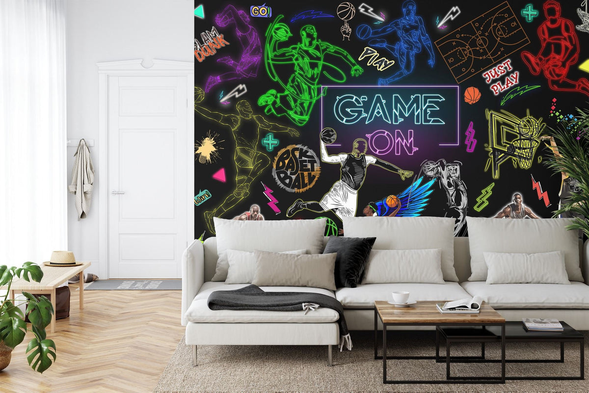 Neon Basketball Urban Gym Wall Mural - product image 2
