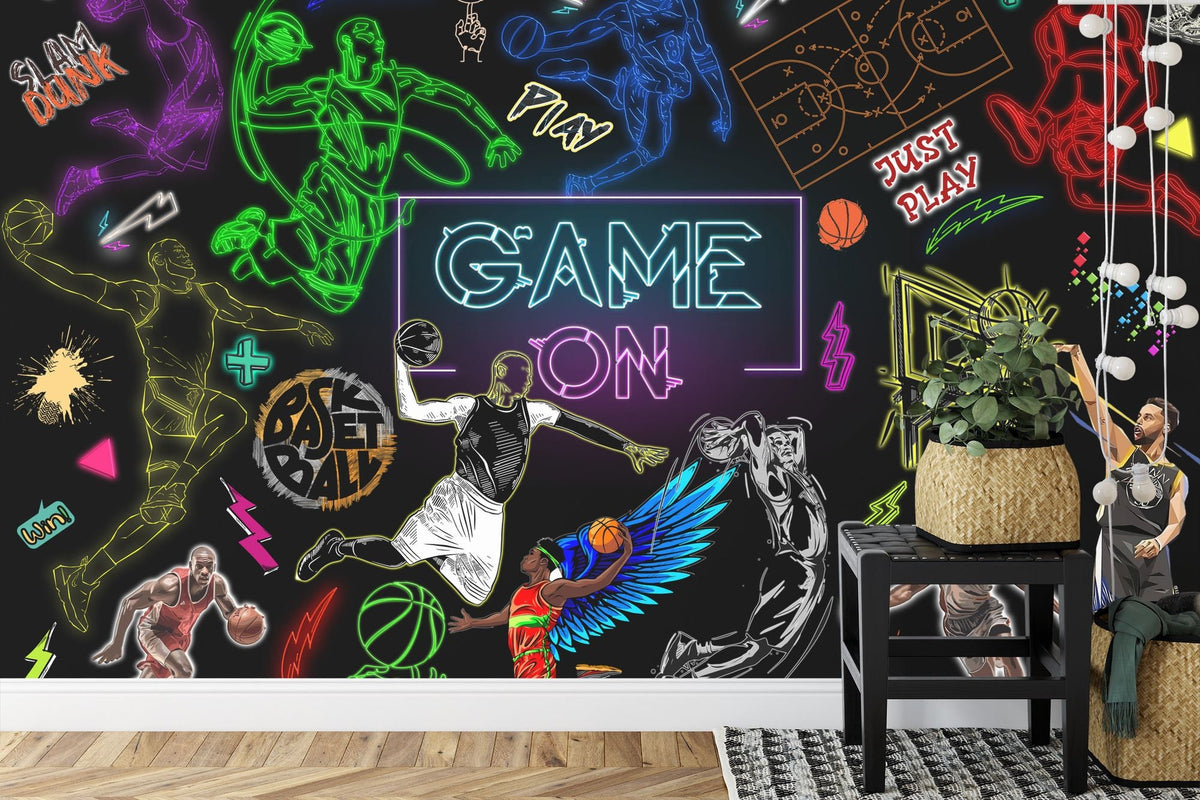 Neon Basketball Urban Gym Wall Mural - product image 3
