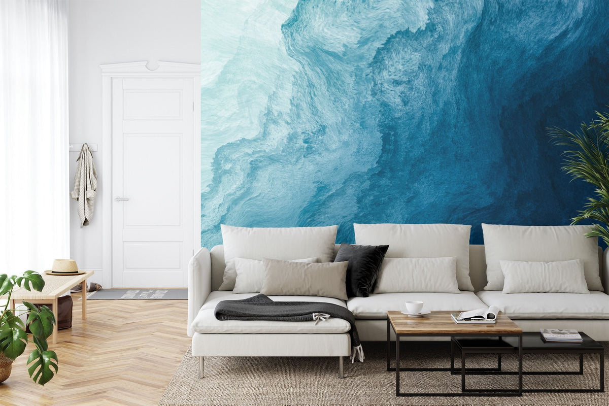 Deep Blue Abstract Watercolor Gradient Wallpaper - product image 2