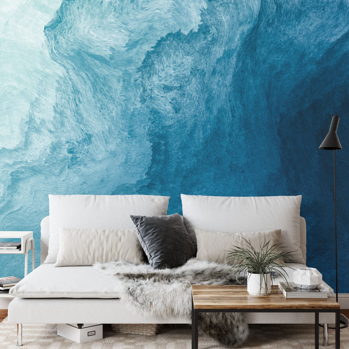 Deep Blue Abstract Watercolor Gradient Wallpaper - product image 5