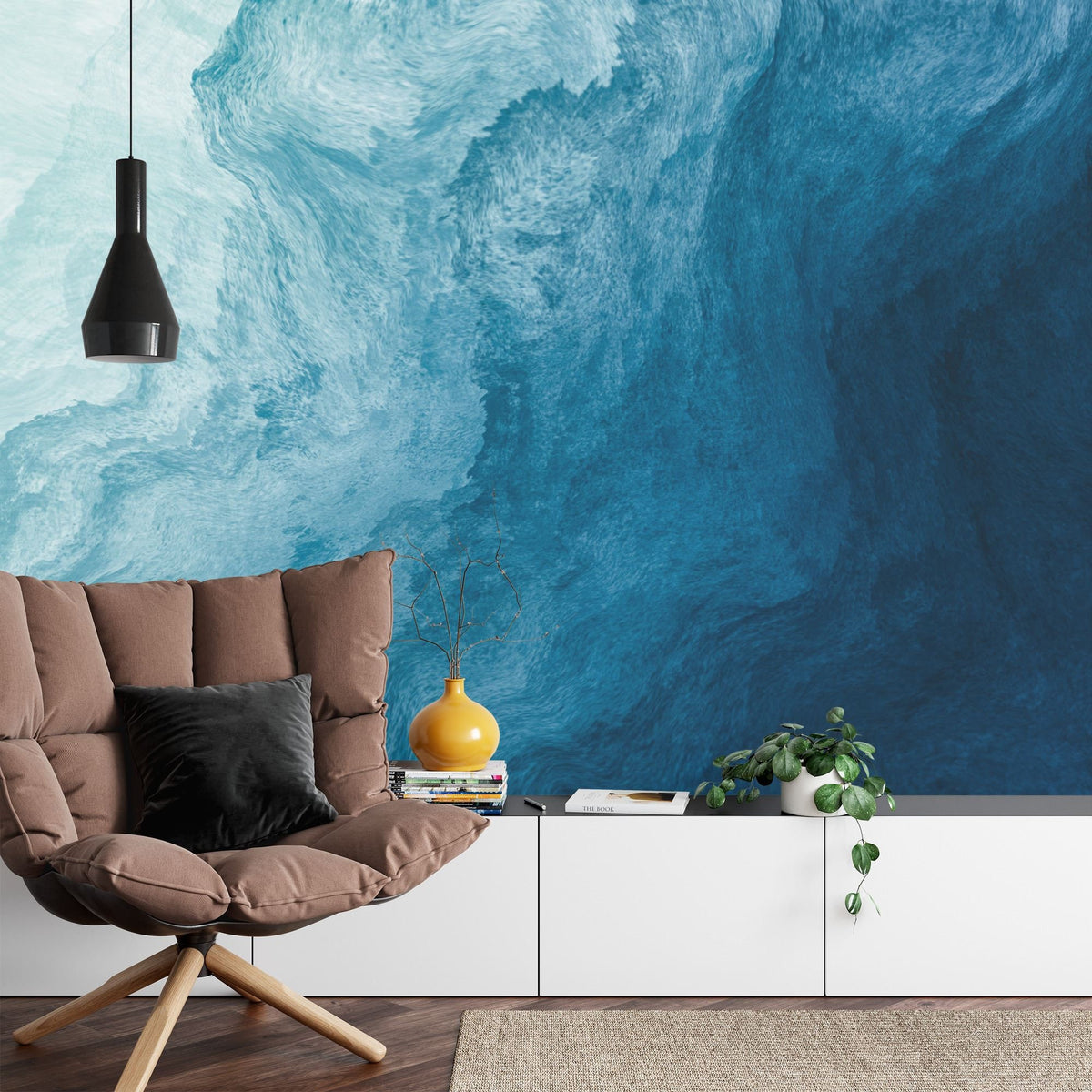 Deep Blue Abstract Watercolor Gradient Wallpaper - product image 6