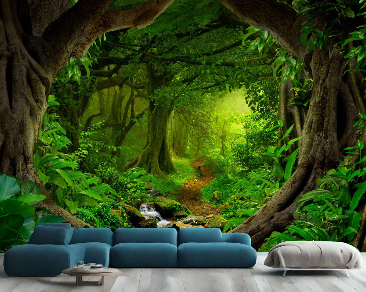 Tropical Green Jungle Forest Wallpaper Mural - product image 1