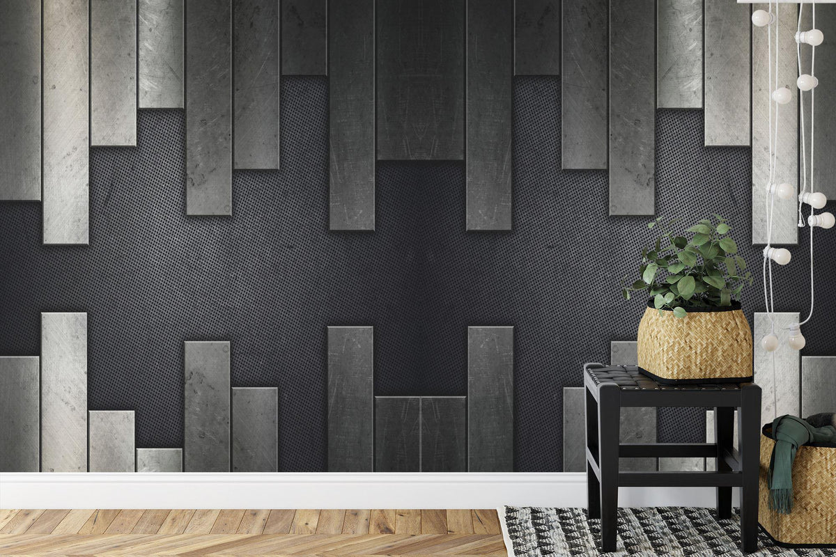 Vintage Black and Grey Industrial Grunge Wall Mural - product image 3