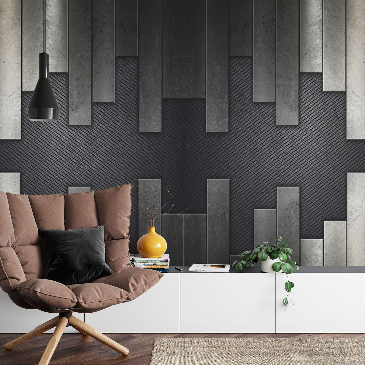 Vintage Black and Grey Industrial Grunge Wall Mural - product image 6