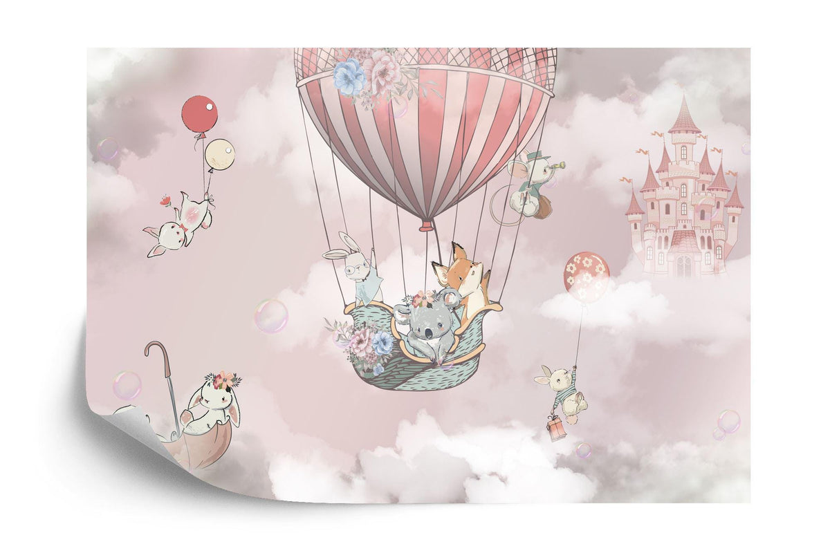 Whimsical Animals in Hot Air Balloons Nursery Wall Mural - product image 7