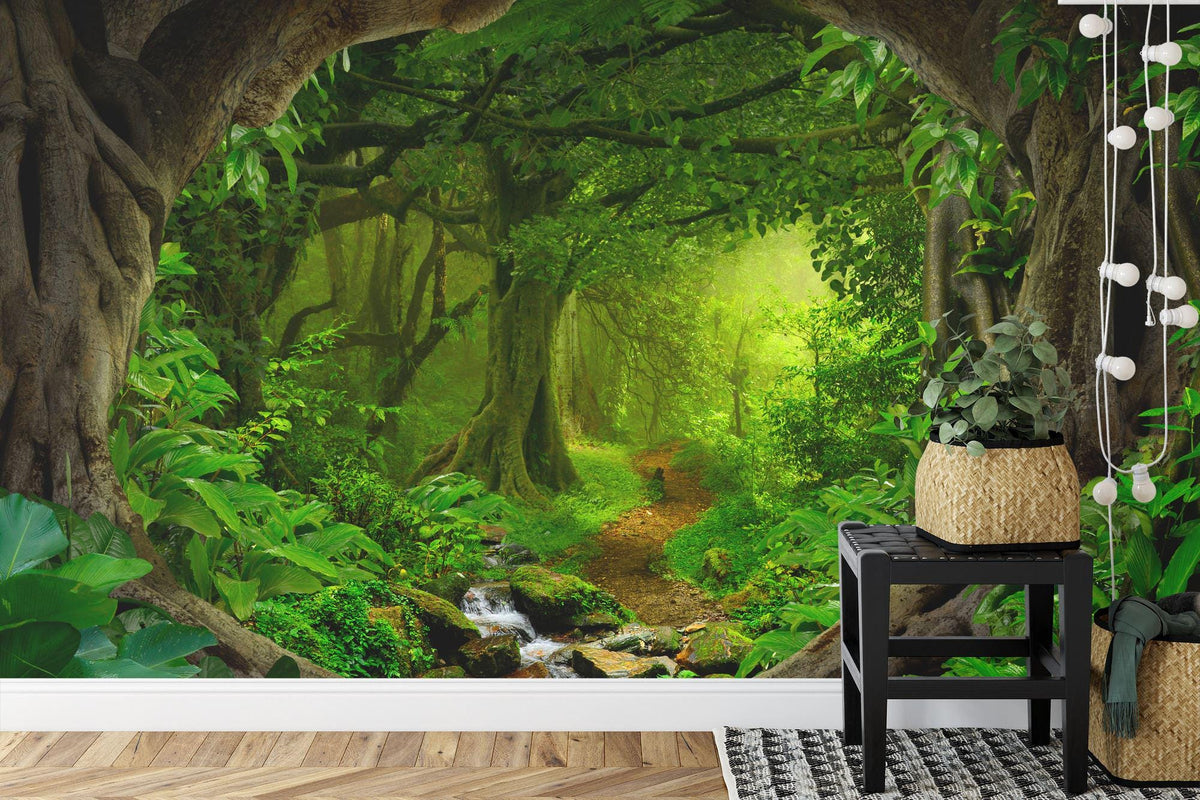 Tropical Green Jungle Forest Wallpaper Mural - product image 3