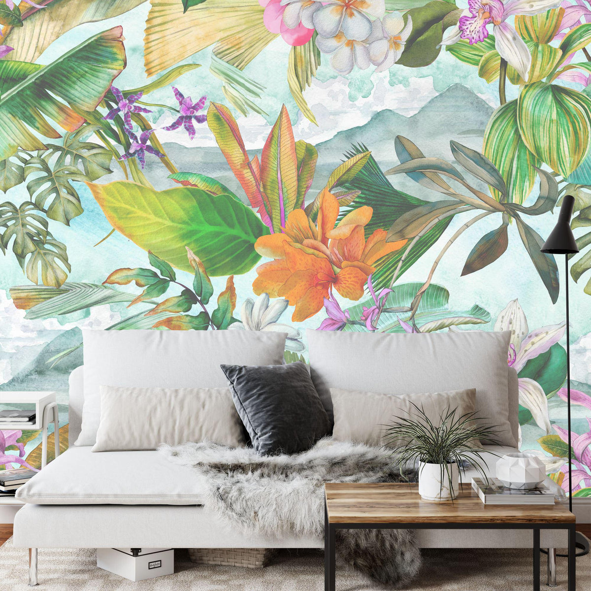 Tropical Watercolor Floral Wallpaper Mural - product image 6