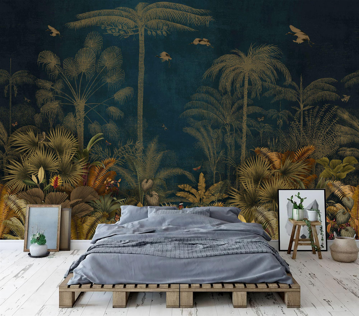 Vintage Chinoiserie Birds and Flowers Wall Mural - product image 1