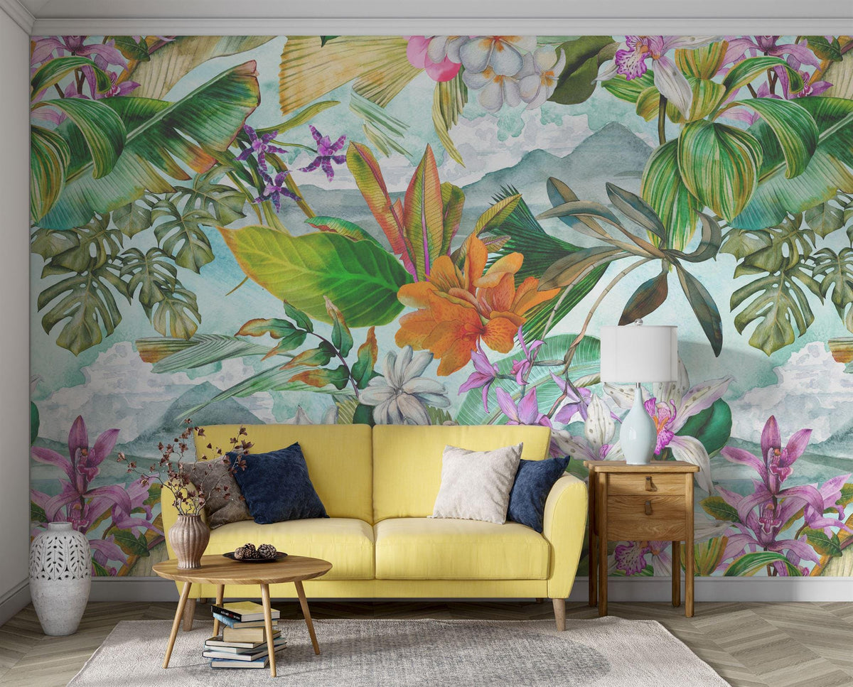 Tropical Watercolor Floral Wallpaper Mural - product image 2