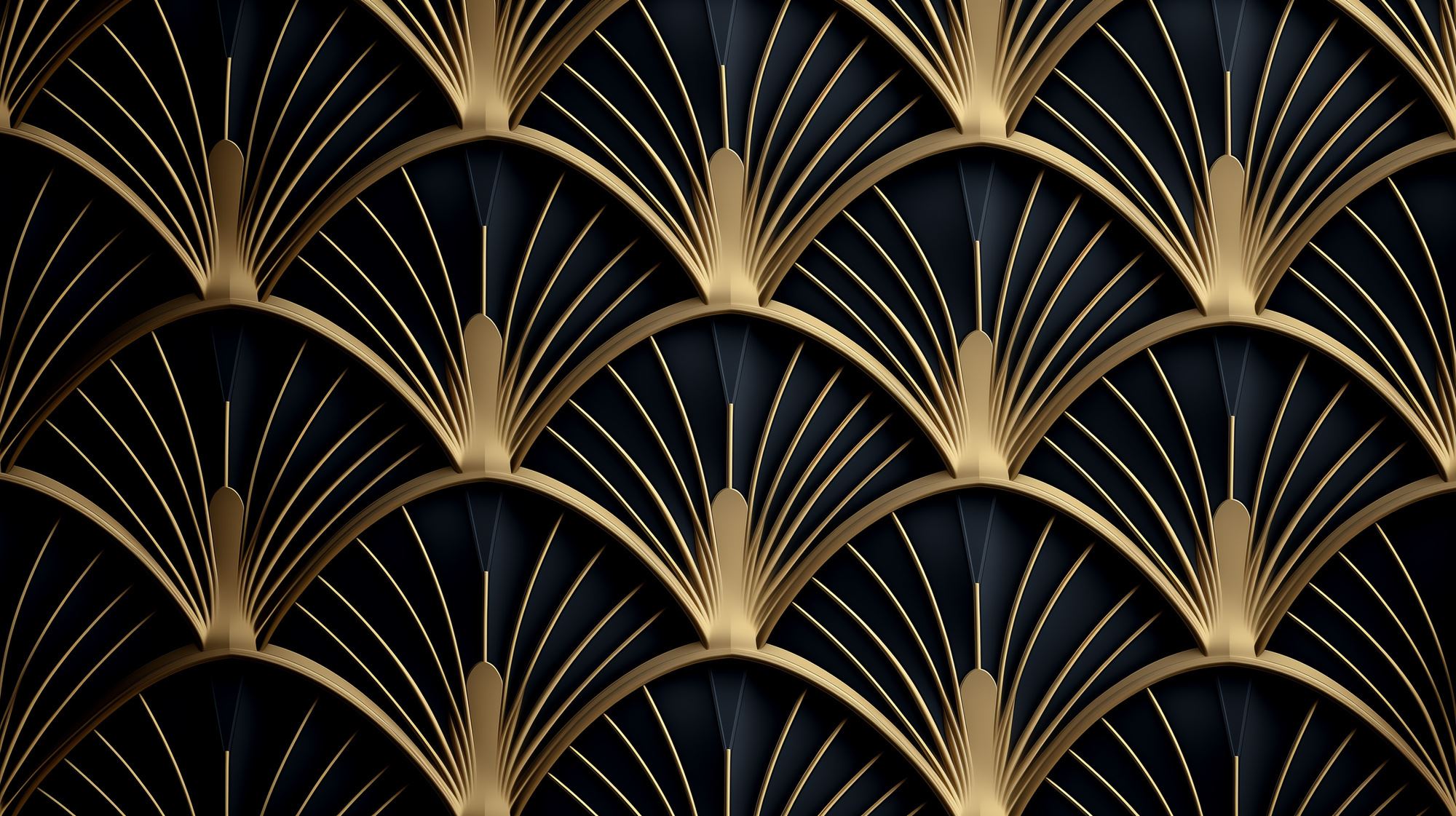 Art Deco Scallop - Peel & Stick - 15 FT 8 In Wide x 7 FT 7 In High