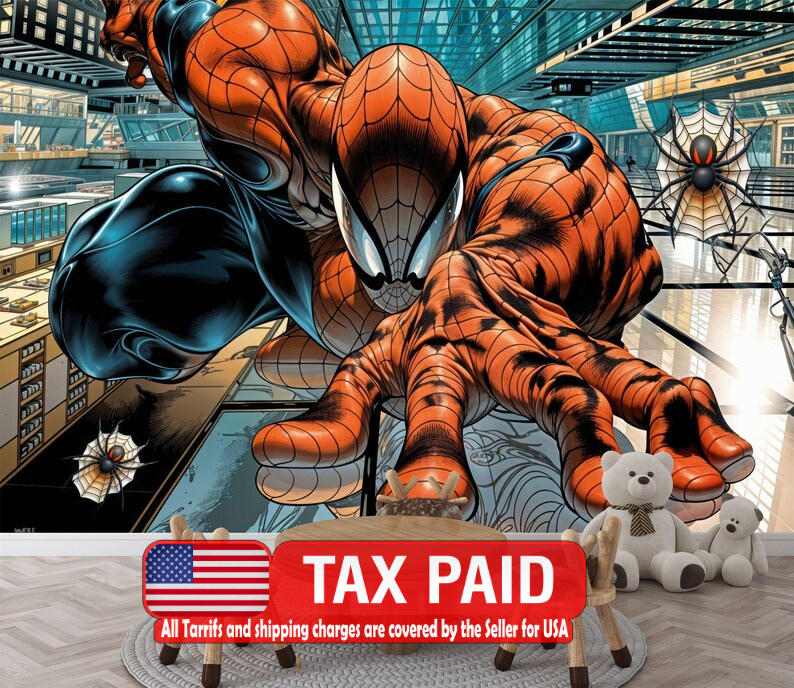 Superhero Comic Wallpaper Mural, Kids Room