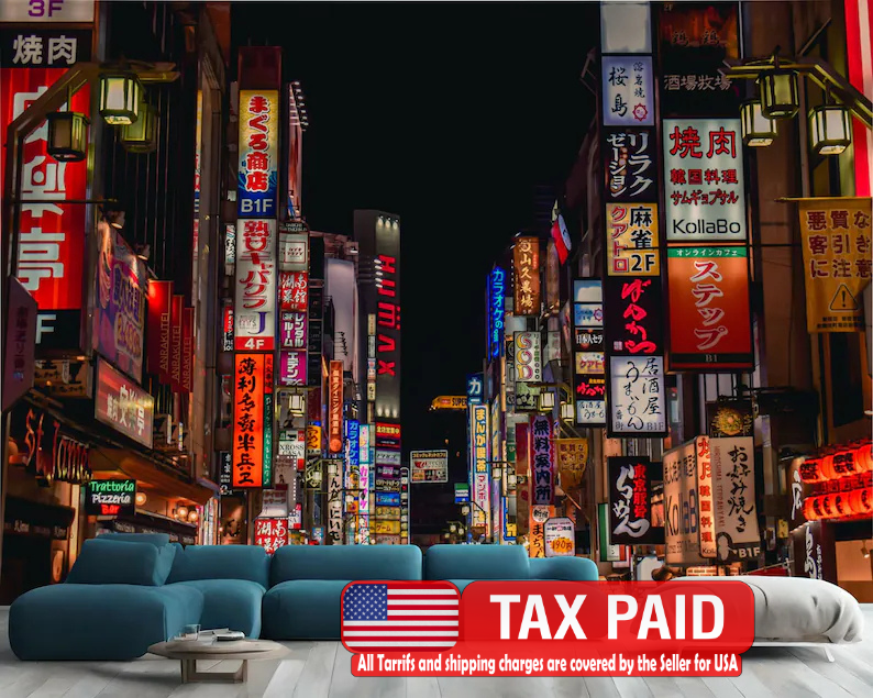 Colorful Neon Boards Kabukicho Shinjuku Tokyo Japan - vibrant neon signs wall mural